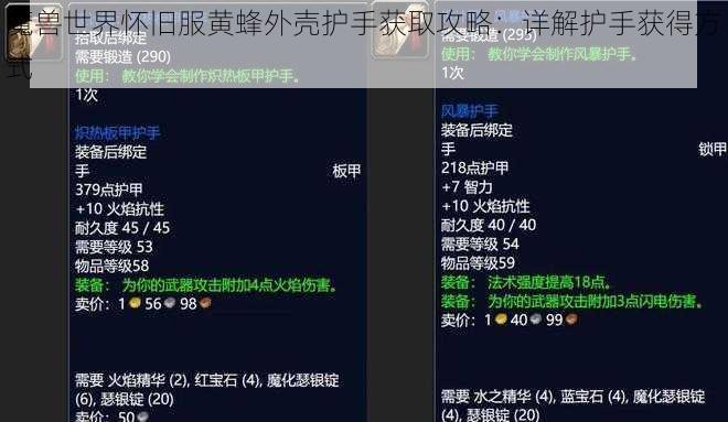魔兽世界怀旧服黄蜂外壳护手获取攻略：详解护手获得方式