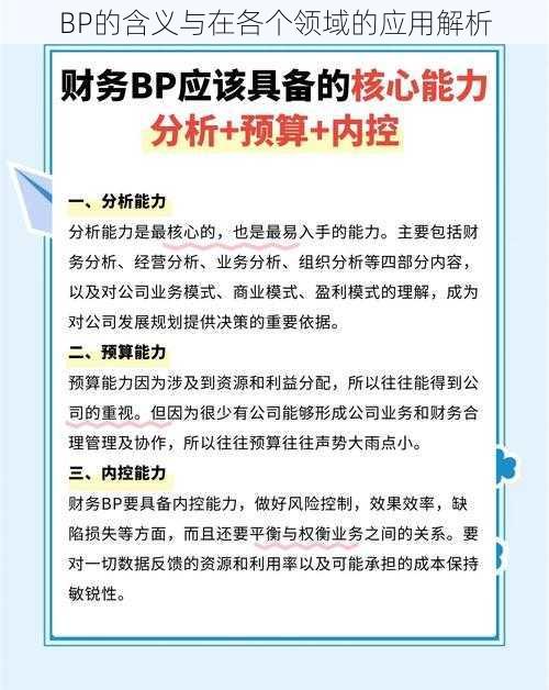 BP的含义与在各个领域的应用解析